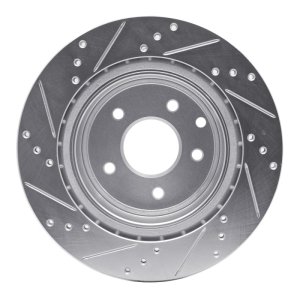 Infiniti M35 Brake Rotor (1) - Rear Right - R1 Concepts - Drilled & Slotted - Silver - `05-`25